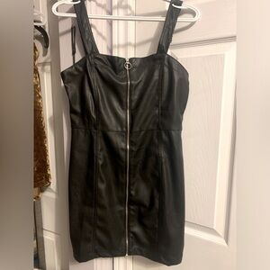 Black faux leather bodycon dress